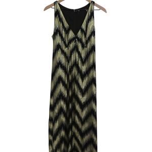 Banana Republic Womens Sz 6 Black Gold Metallic Knit Lurex Chevron Maxi Dress